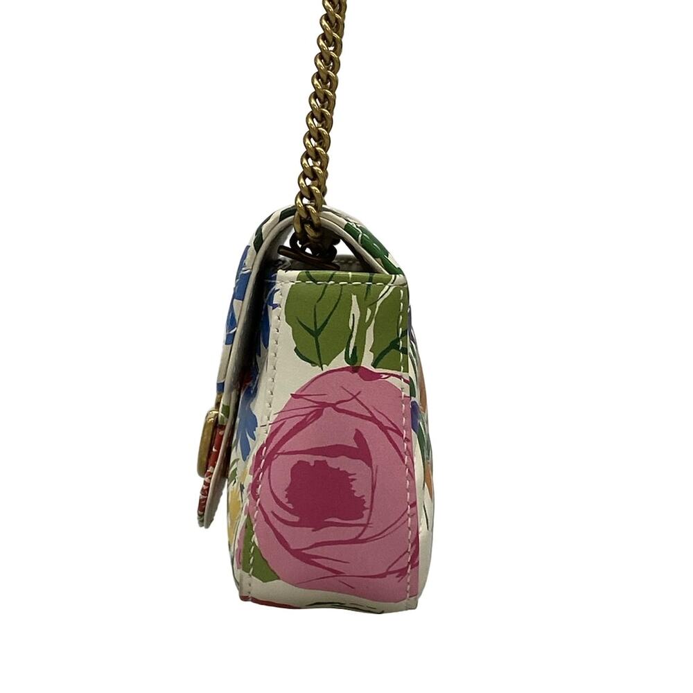 Gucci GG Marmont Quilted Super Mini Bag Shoulder Bag 476433 White Pink Multi - Picture 4 of 8